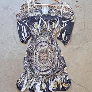 Y2K Medallion Leopard Cinch Dress • 1X • Adjustable Tie • Boutique